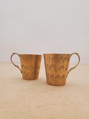 vintage Brass Shot Cups , made in India, Small Brass Shot Cups - set of 2 /